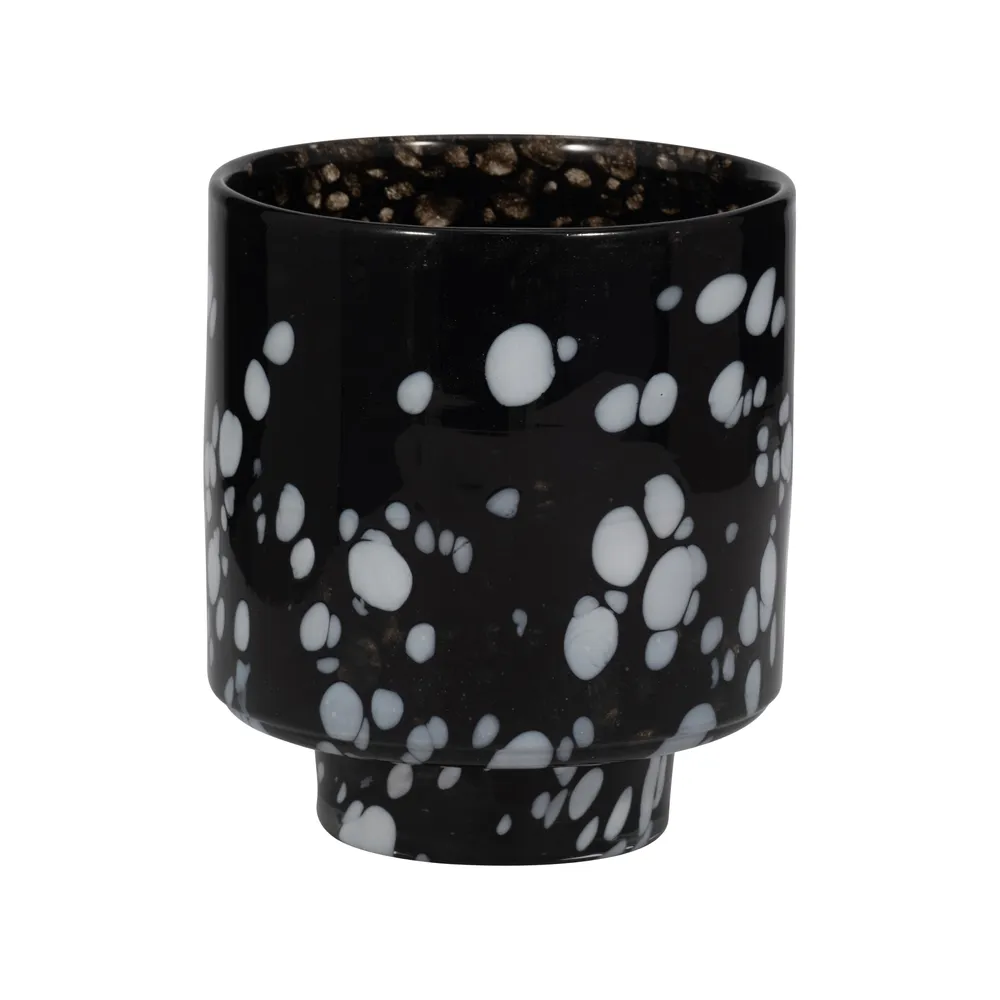 BAKERWOOD BLACK GLASS VASE 8 (IN)