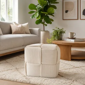 COREYBEACH IVORY OTTOMAN 15 (IN) 11