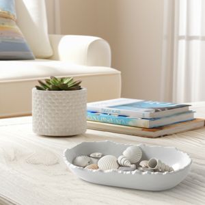 23X9" RAW EDGE MARBLED RESIN BOWL, WHITE 2