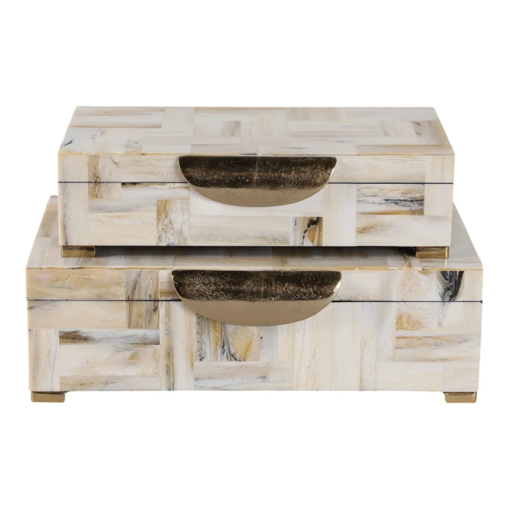 CLAXTONWORTH SET OF 2 TAN BOXES 5 (IN)