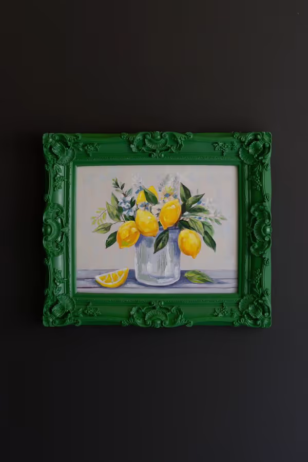 Dark Green Framed Lemon Painting