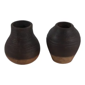 DRAPERFIELD SET OF 2 BROWN VASES 6 (IN) 7