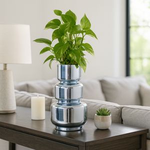 SOLCLIFF BLUE GLASS VASE 12 (IN) 2