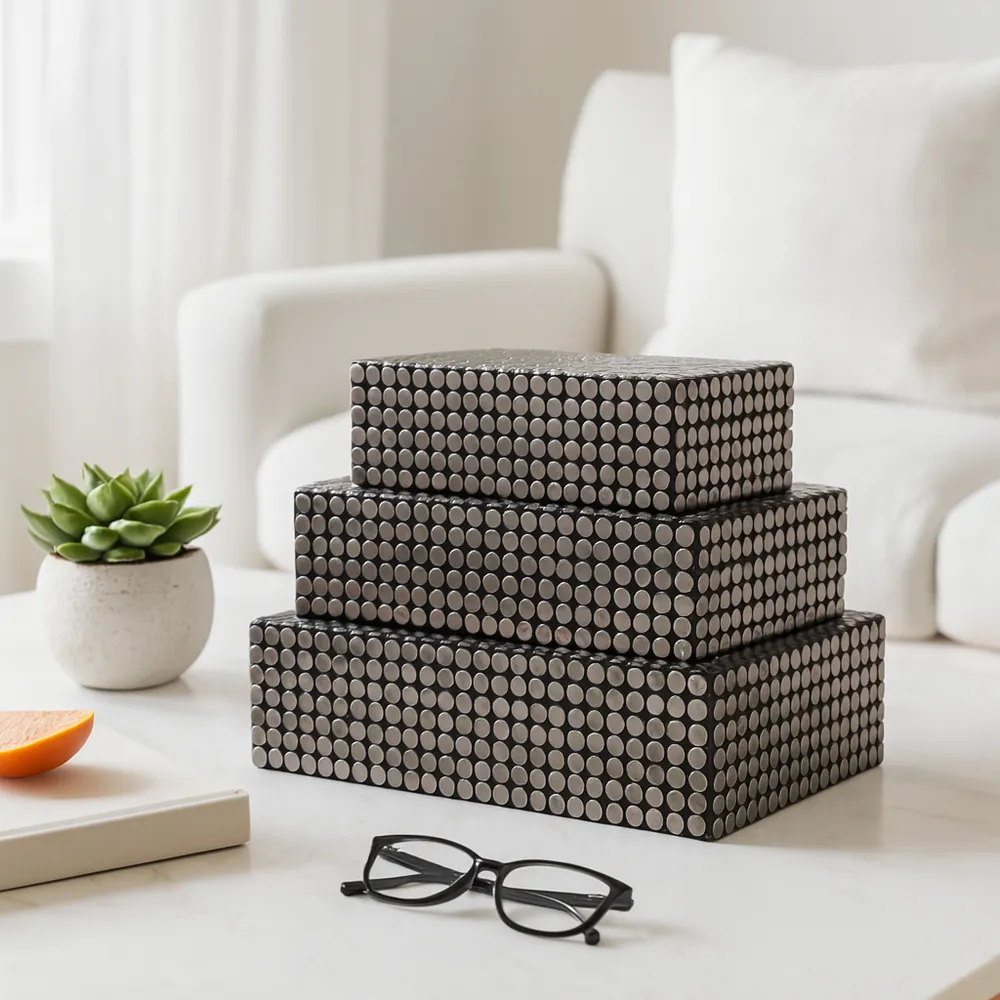 BLAINEMOOR SET OF 3 BLACK BOXES 4 (IN)