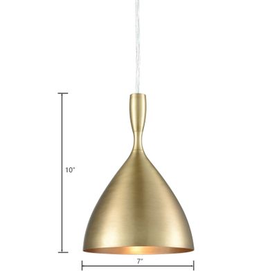 Spun Aluminum 7″ Wide 1-Light Mini Pendant - French Brass
