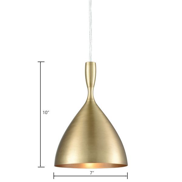 Spun Aluminum 7'' Wide 1-Light Mini Pendant - French Brass