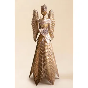 Large Antique Gold Table Top Christmas Angel 4