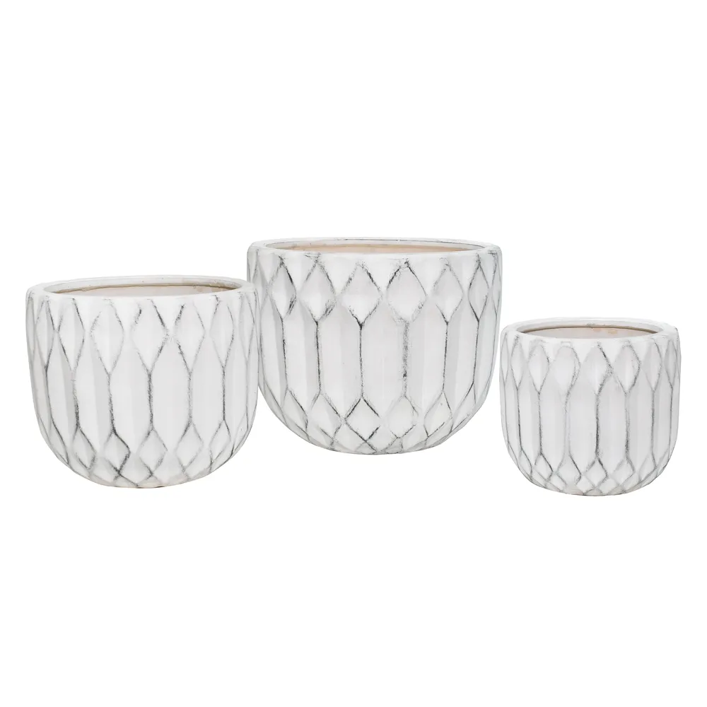 FORRESTPARK SET OF 3 WHITE PLANTER 11 (IN)
