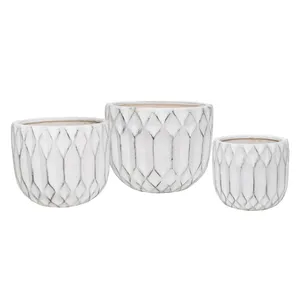 FORRESTPARK SET OF 3 WHITE PLANTER 11 (IN) 1