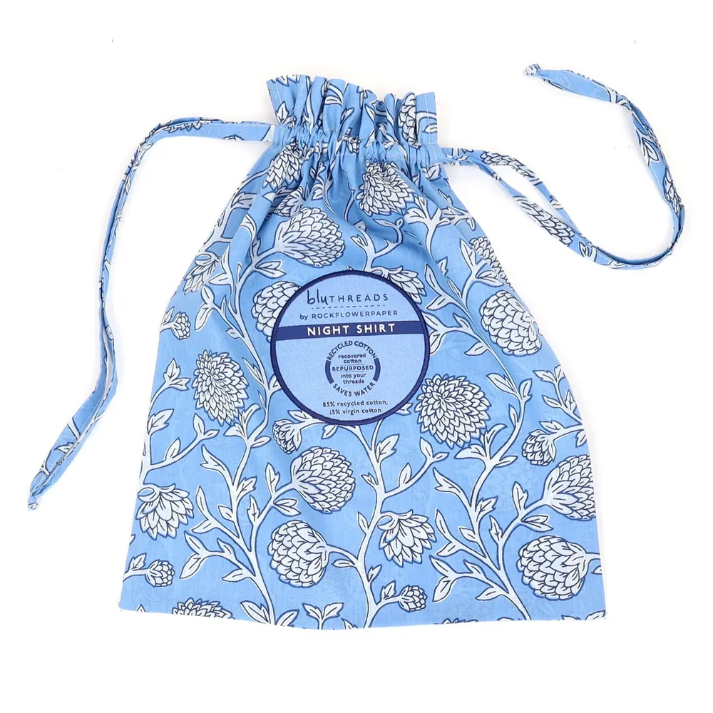 Ainsley Light Blue Cotton Night Shirt