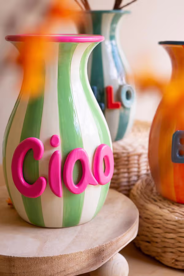 Set of 3 Ceramic "Hello" Vases
