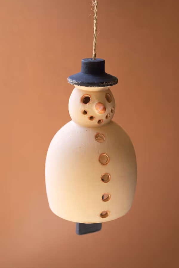 Hanging Clay Snowman Chime