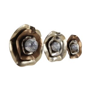 GAVINMORE SET OF 3 GOLD WALL FLOWERS 16 (IN) 3