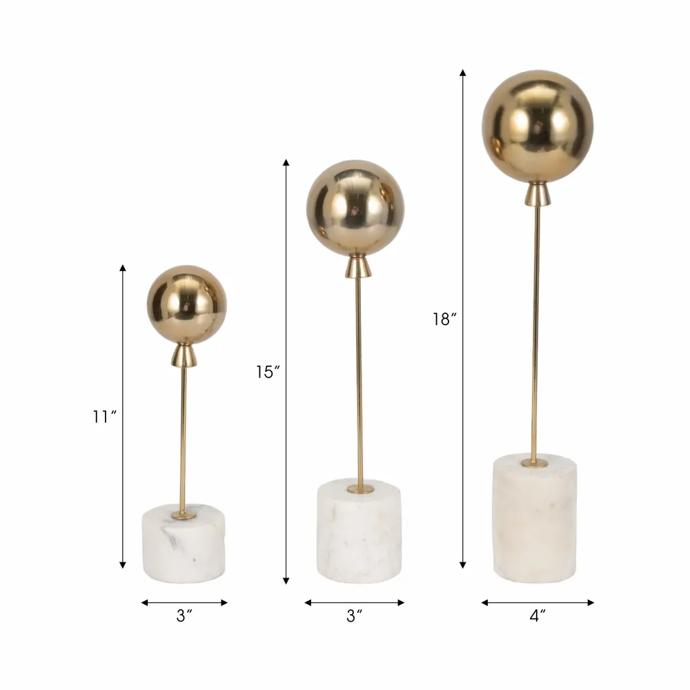 RAFESTONE SET OF 3 GOLD DECOR 18 (IN)