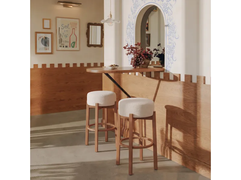 Nade Barstool Beige & Walnut 2