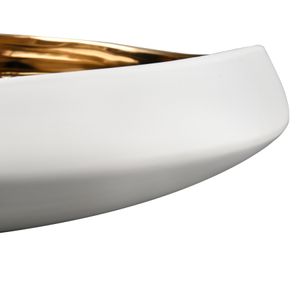 Greer Bowl - Low White and Gold Glazed 5