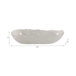 23X9" RAW EDGE MARBLED RESIN BOWL, WHITE 10