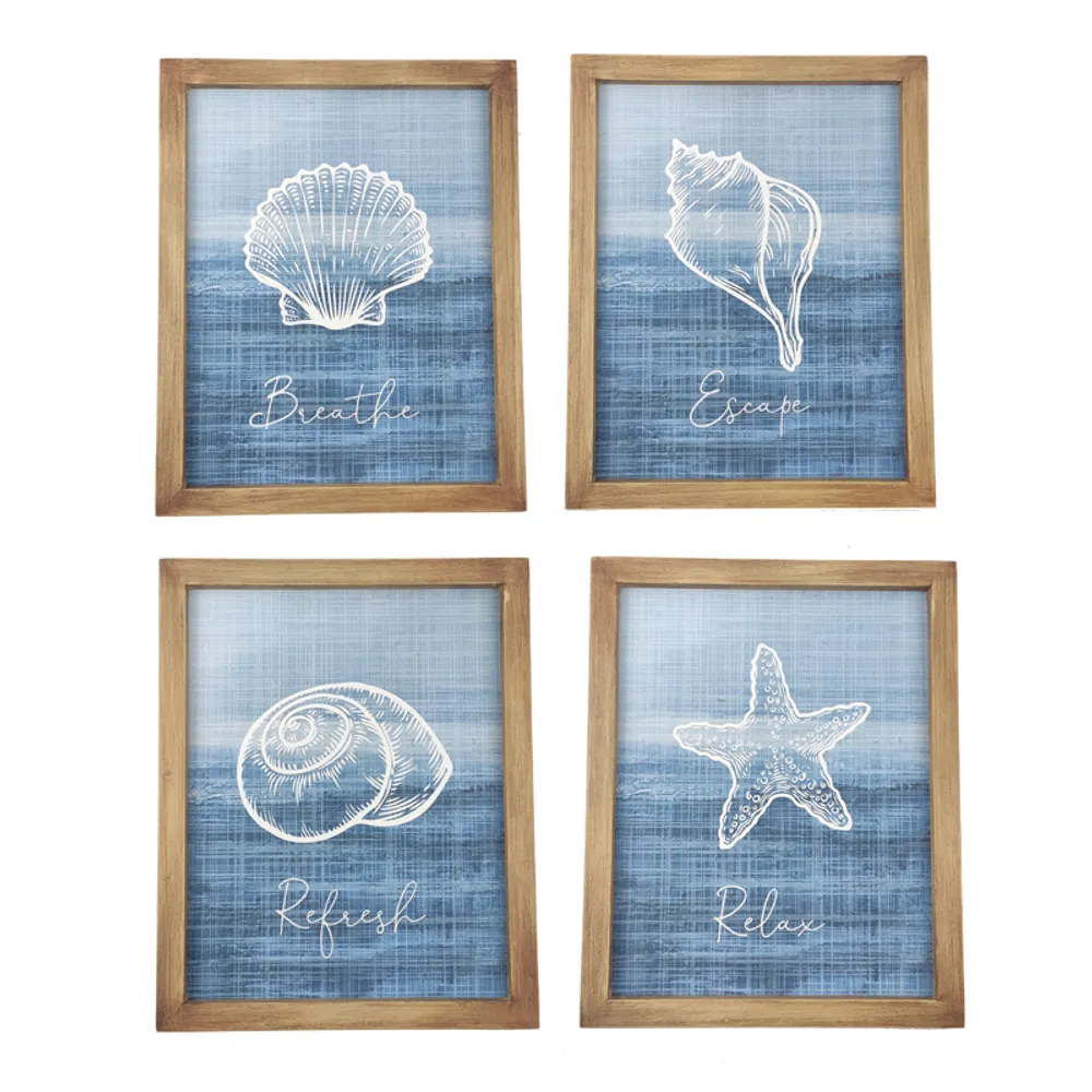 12-1/2" SEASHELL WALL PLAQUES 4-ASST
