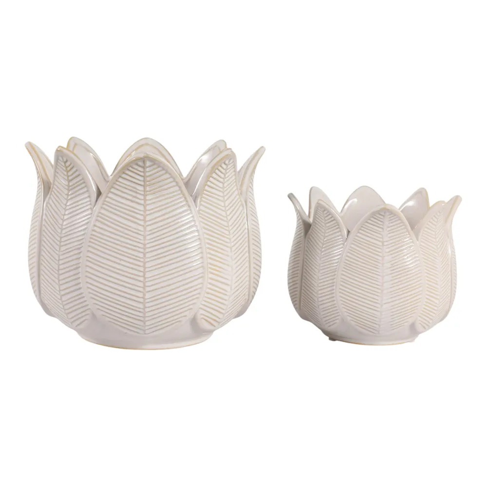 BRADYRIDGE SET OF 2 IVORY PLANTER 7 (IN)