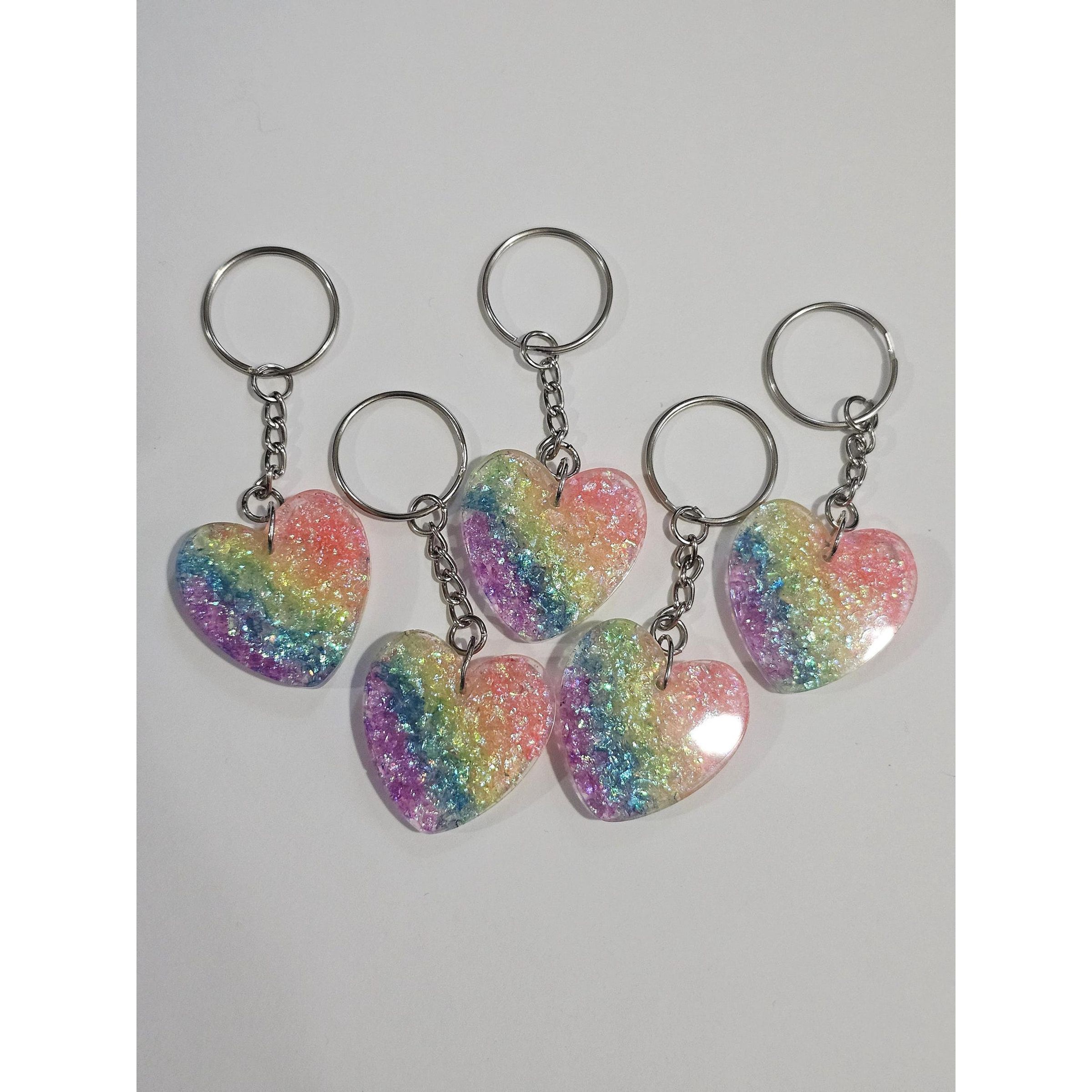 GLITTER KEYCHAIN - RAINBOW HEART