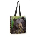 LARGE TOTE W WOVEN HANDLE - WATERCOLOR BEARS 1