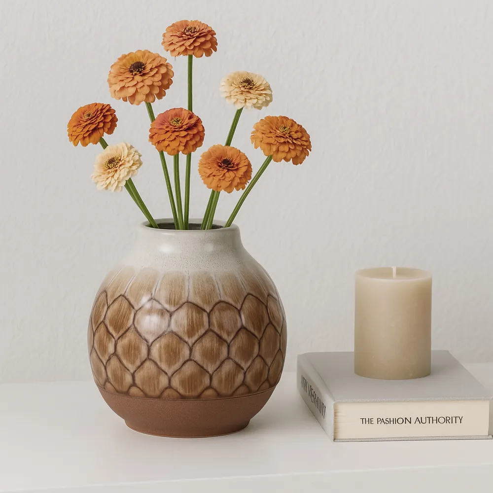 HANKBROOK BROWN VASE 8 (IN)