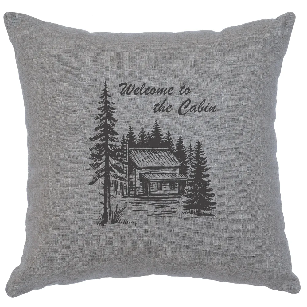 Image Pillow - Welcome Cabin - Linen Gray
