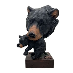 8" BEAR HEAD WITH CUB STATUE 1