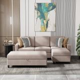 Degnan 78.7'' Upholstered Sofa Chaise with Storage Stool 1
