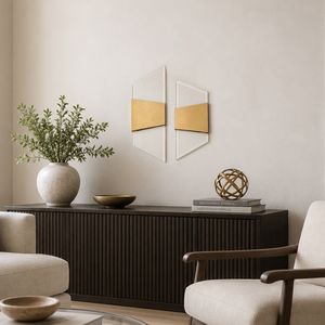 ELLENWIND SET OF 2 GOLD WALL SCULPTURES 16 (IN) 7