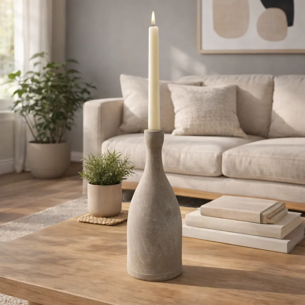 PAXTONCLIFF GRAY CANDLE HOLDER 11 (IN)