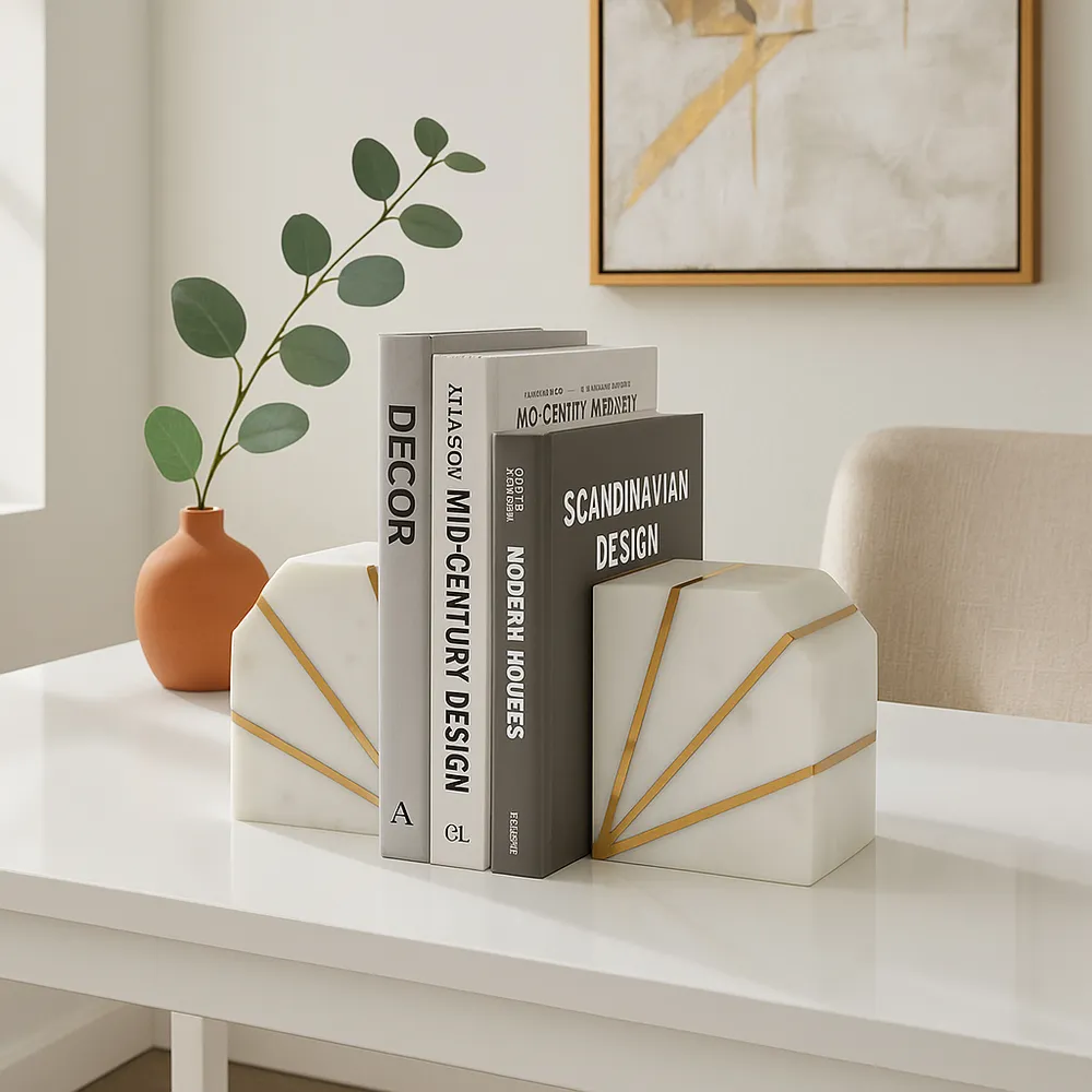 BRUNOCROSS SET OF 2 WHITE BOOKENDS 5 (IN)