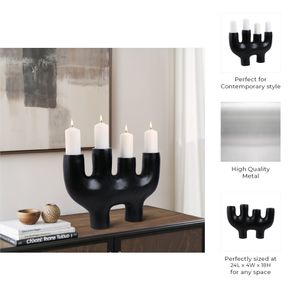 HUNTERWICK BLACK CANDLE HOLDER 18 (IN) 10