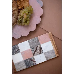 Rectangle Marble and Wood Checkered Serving Board 3