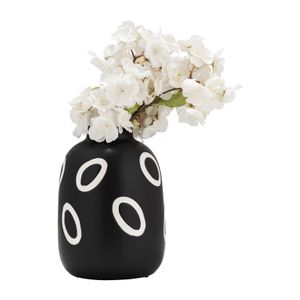 CER, 9"H FUNKY BUBBLE FLOWER VASE, BLACK/WHITE 2