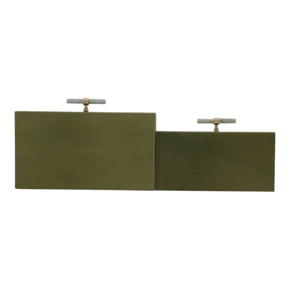 GARANDBEACH SET OF 2 GREEN BOXES 7 (IN)