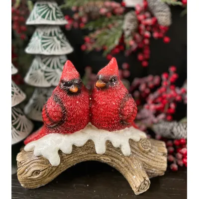 Resin Christmas Love birds 10in