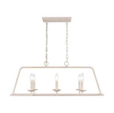 Joanie 34″ Wide 6-Light Linear Chandelier - Antique White