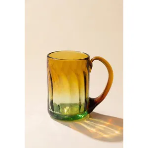 Recycled Fluted Amber Glass Mug with Handle 3