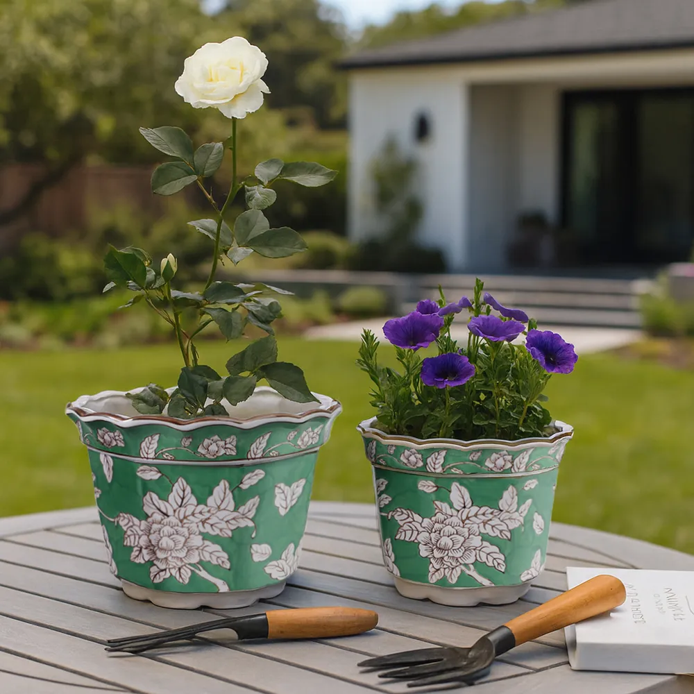 AIDENRIDGE SET OF 2 GREEN PLANTER 10 (IN)