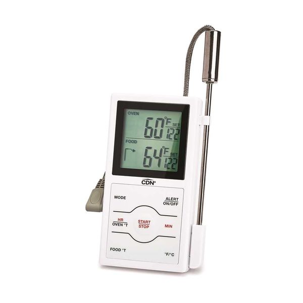 CDN Thermometer/Timer Digital, Dual Sensing Probe White