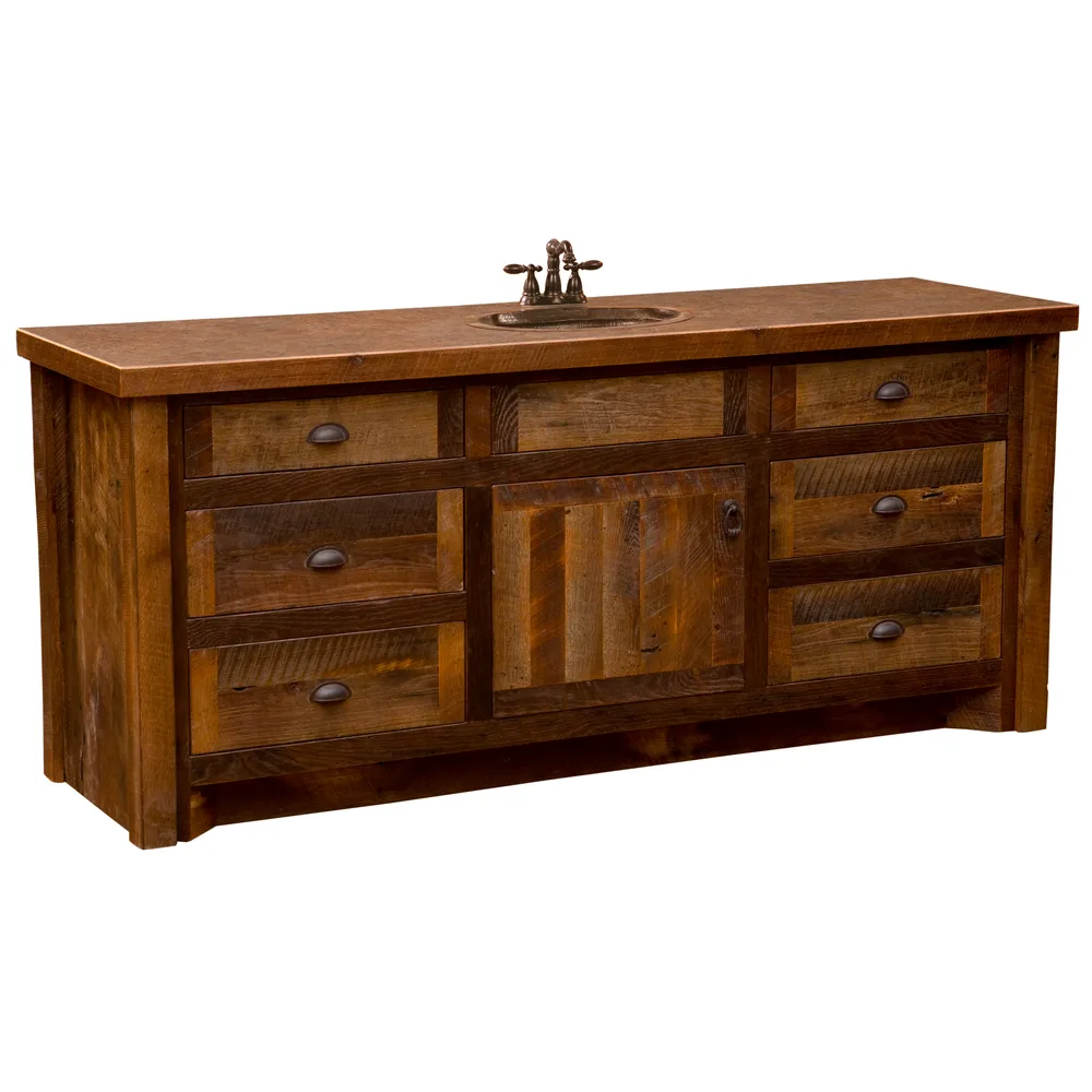 Barnwood Vanity - 6-foot - Barnwood Edged Laminate Top - Sink Center