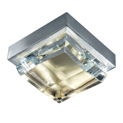 Crystal 6.5″ Wide Integrated LED Flush Mount - Brushed Nickel/Satin Brass