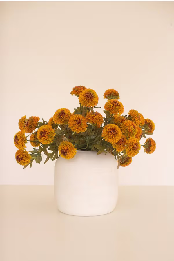Bundle of 7 Artificial Mustard Ball Dahlias