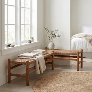 RAMONATON SET OF 2 TAN BENCHES 18 (IN) 11