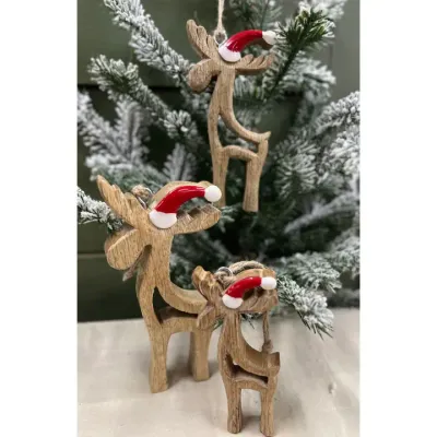 Santa Reindeer Ornament Set 4,5 and 6in