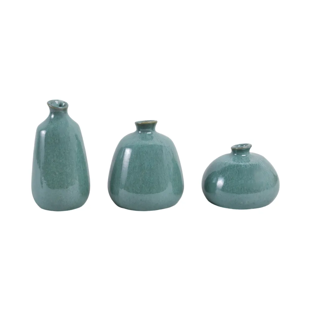 FARGOSIDE SET OF 3 GREEN VASES 9 (IN)