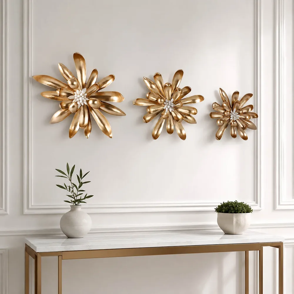 ELLENGROVE SET OF 3 GOLD WALL SCULPTURES 16 (IN)