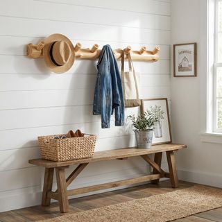 Cedar Log Wall Coat Rack - 48-inch with 8 Pegs - Natural
