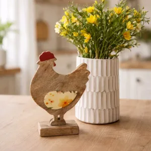Wooden Rooster on a Base 8.5x6in 2